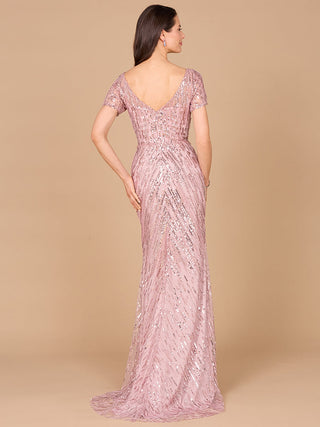 Short Sleeve, Beaded Mermaid Gown - By Baano