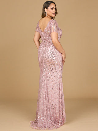 Short Sleeve, Beaded Mermaid Gown - By Baano