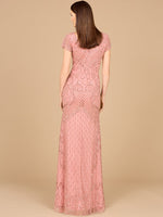 Beaded Cap Sleeve Gown With V-Neckline - OUTLET - By Baano