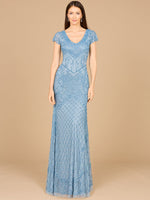 Beaded Cap Sleeve Gown With V-Neckline - OUTLET - By Baano