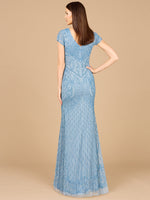 Beaded Cap Sleeve Gown With V-Neckline - OUTLET - By Baano