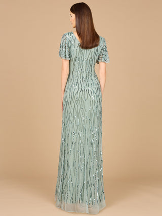Beaded Gown With Cape Sleeves