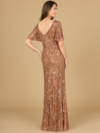 Beaded Gown With Cape Sleeves