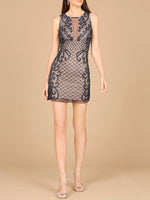 Illusion Neck Beaded Short New Year's Eve Dress  - OUTLET - By Baano