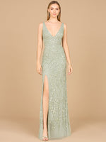 Embellished Gown with Slit - OUTLET - By Baano