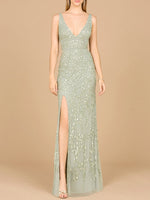 Embellished Gown with Slit - OUTLET - By Baano