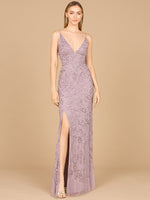 Embellished Gown with Slit And Spaghetti Straps  - OUTLET - By Baano