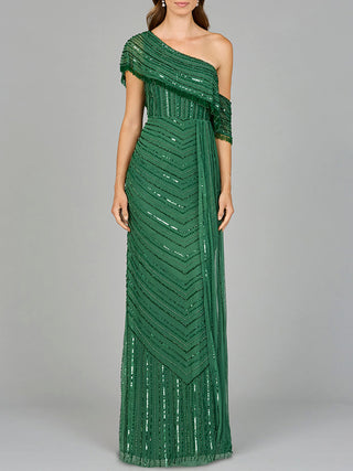 Off Shoulder Sheath Beaded Gown - By Baano