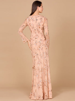 Beaded Dress with Sheer Long Sleeves - By Baano