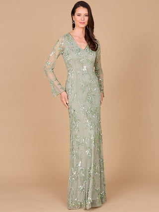 Beaded Dress with Sheer Long Sleeves - By Baano