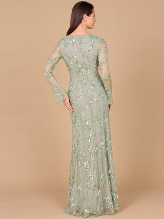 Beaded Dress with Sheer Long Sleeves - By Baano