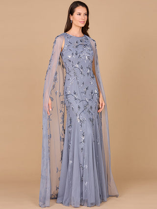 Mermaid Beaded Dress with Long Cape - OUTLET - By Baano