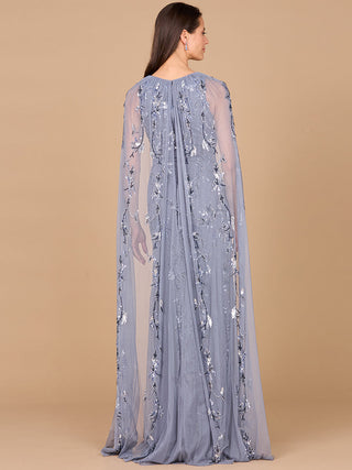 Mermaid Beaded Dress with Long Cape - OUTLET - By Baano