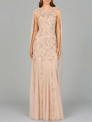 Mermaid Beaded Dress with Long Cape - OUTLET - By Baano