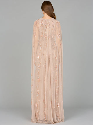 Mermaid Beaded Dress with Long Cape - OUTLET - By Baano