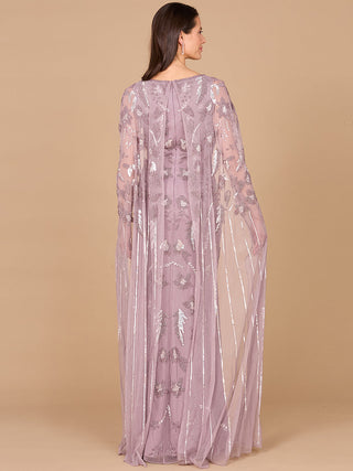 Beaded Sheath Dress with Long Cape - By Baano