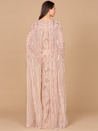 Beaded Sheath Dress with Long Cape - By Baano
