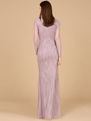V Neck Beaded Long Sleeve Dress - By Baano