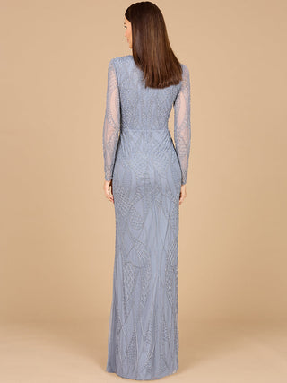 V Neck Beaded Long Sleeve Dress - By Baano