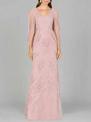 Beaded Cape Sleeve Dress - By Baano
