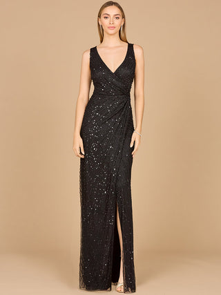 Beaded Black Gown with Slit - By Baano