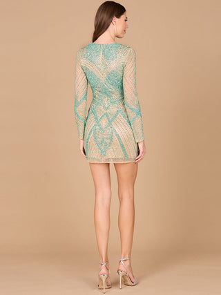 Long Sleeve Beaded Cocktail Dress - By Baano