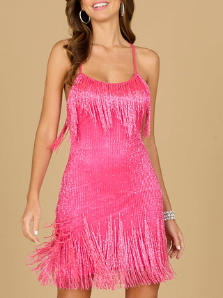 Spaghetti Strap Fringe Dress - By Baano