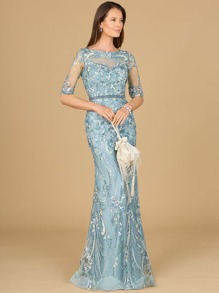 Short Sleeve Lace Fitted Gown - By Baano