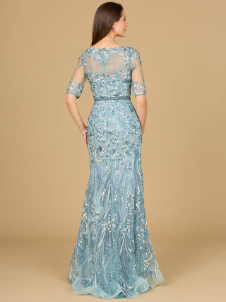 Short Sleeve Lace Fitted Gown - By Baano