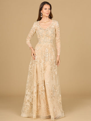 Lace Ballgown with Long Sleeves - By Baano