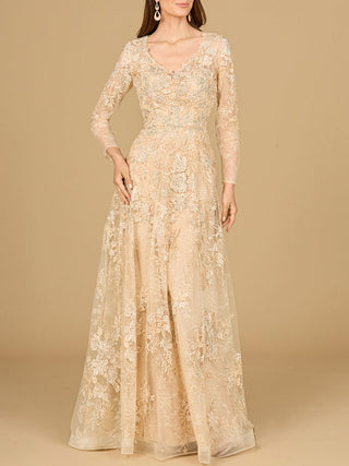 Lace Ballgown with Long Sleeves - By Baano