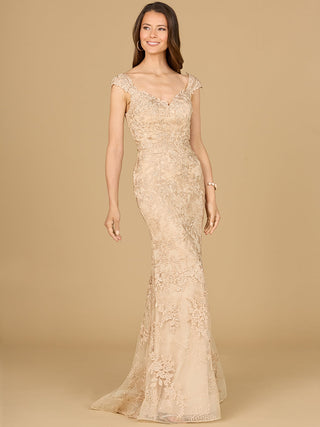 Mermaid Lace Gown with Cap Sleeves - By Baano