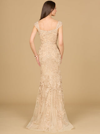 Mermaid Lace Gown with Cap Sleeves - By Baano