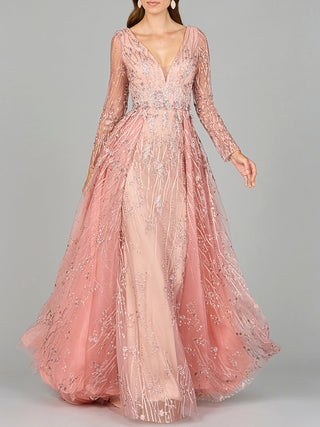 Elegant Overskirt Dress with Long Sleeves - By Baano
