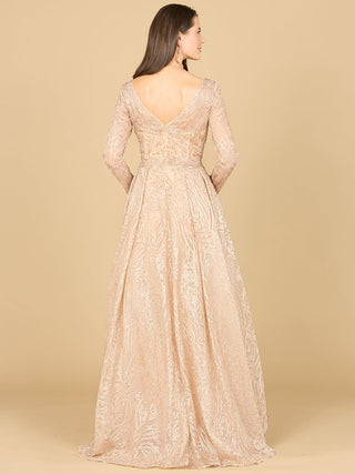 Long Sleeve, A-line Gown with a V-Neckline - By Baano