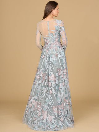Illusion Neck, Long Sleeve Ballgown - By Baano