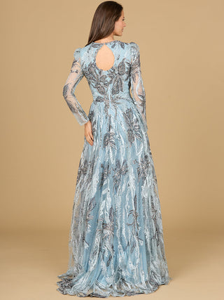 Long Sleeve V-Neck A-Line Gown