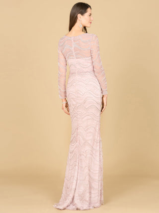 Long Sleeve Lace Fitted Gown - By Baano