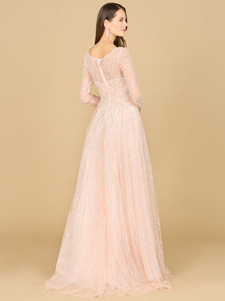 Long Sleeve Beaded Lace Gown - By Baano