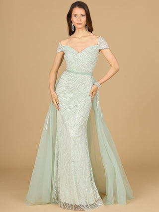Classic Off Shoulder Overskirt Gown - By Baano