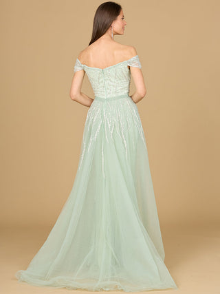 Classic Off Shoulder Overskirt Gown - By Baano