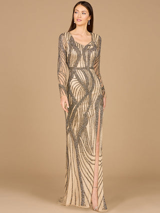 Cascading Beads Long Sleeve Dress