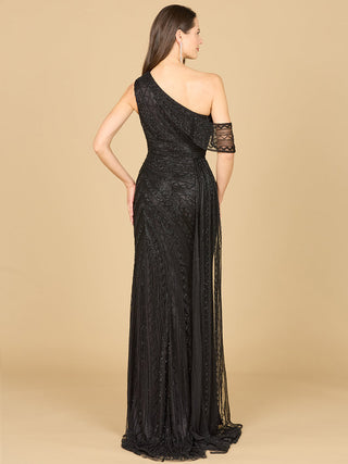 Beaded One Shoulder Dress with Train - By Baano