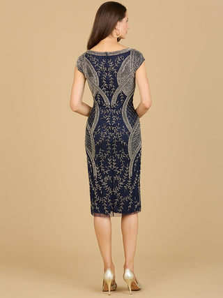 Cap Sleeve Midi Gown with High Neckline - By Baano