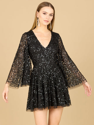 Bell Sleeve Sequin Cocktail Dress - By Baano