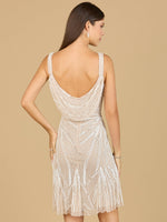 Cowl Back Ivory Beaded Cocktail Dress - By Baano