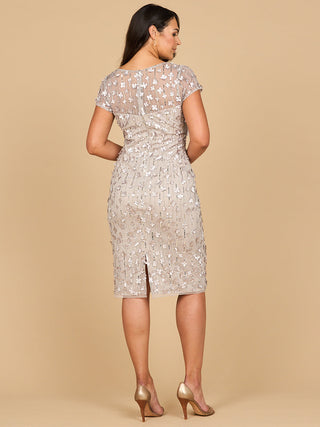 3D Applique Midi Dress with Cap Sleeves