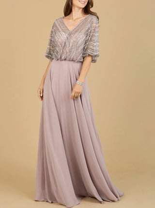 Chiffon A-line Long Gown - By Baano