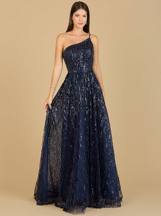 One Shoulder Navy Ball Gown - By Baano