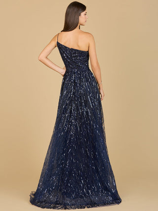 One Shoulder Navy Ball Gown - By Baano